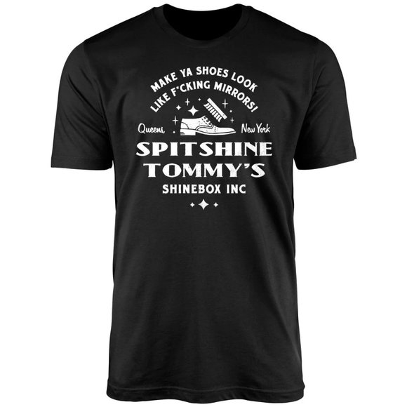 Gildan "Spitshine Tommy's Shinebox" Unisex T-Shirt / Black M-2XL - Picture 1 of 2